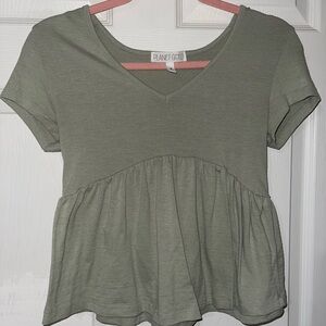 Planet Gold Women's Green V-Neck Top